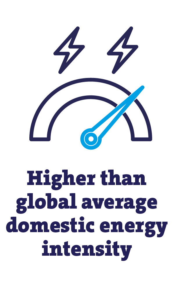 higher than global average domestic energy intensity