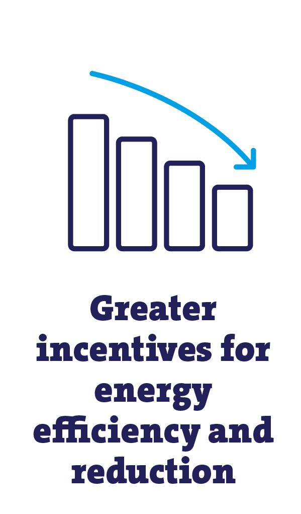 greater incentives for energy efficiency and reduction