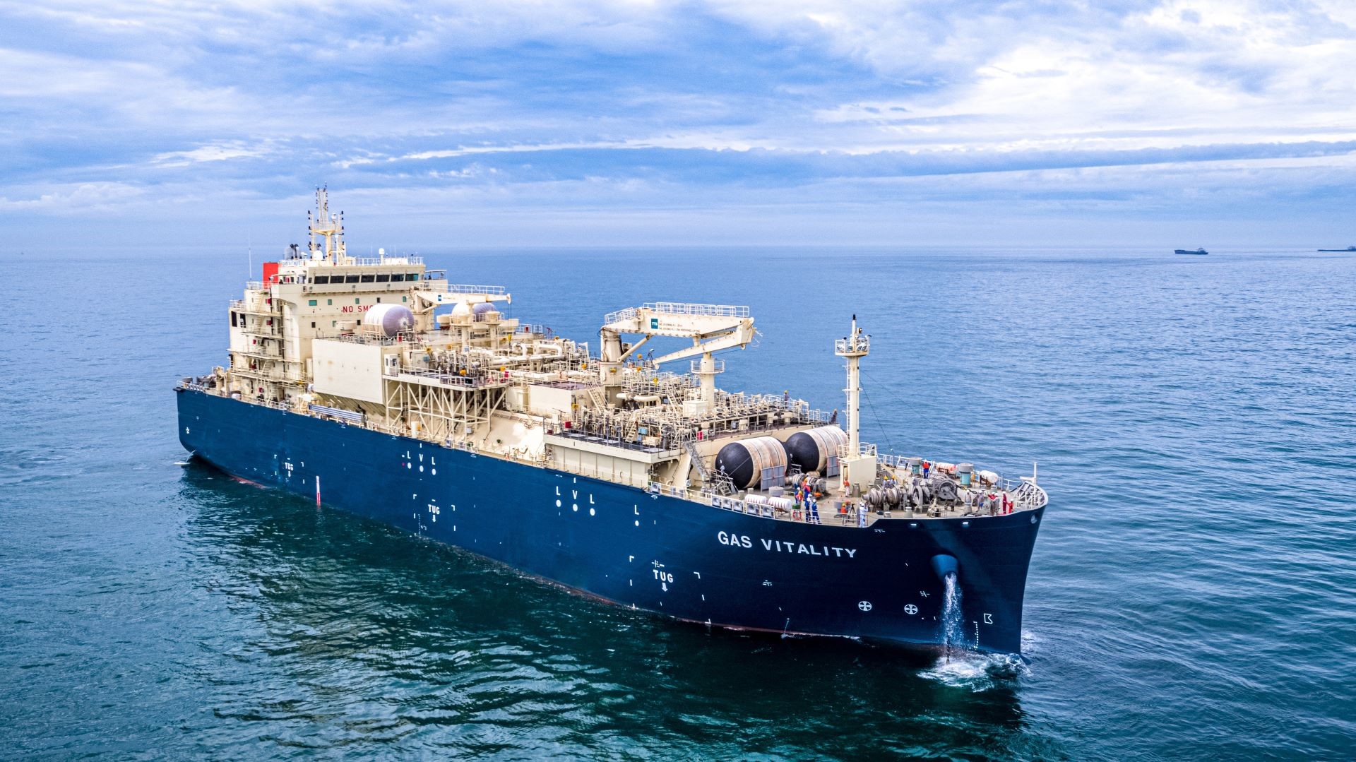 LNG bunker vessel at sea