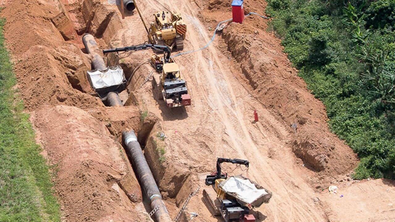 aerial view of pipeline under construction