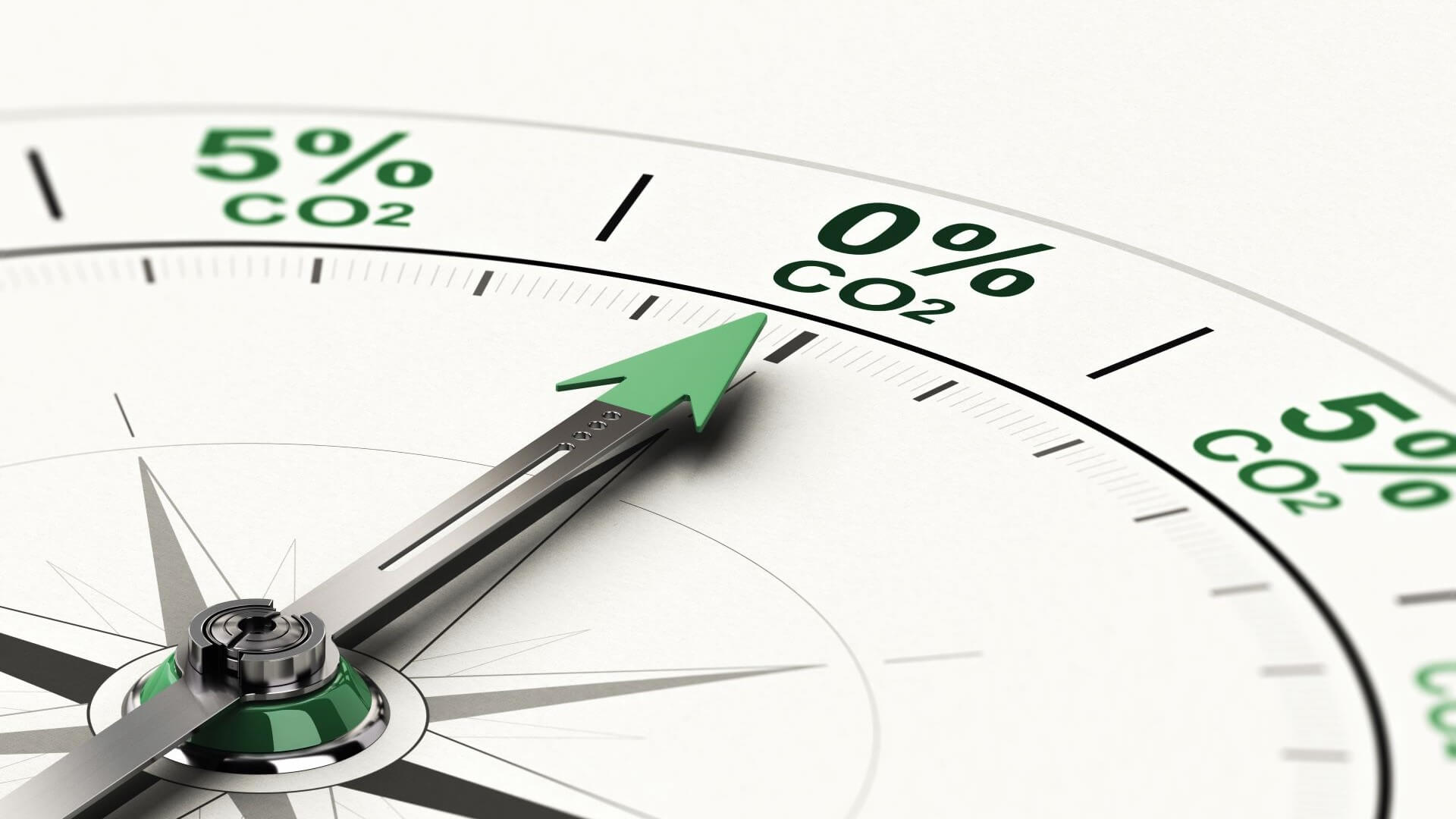 Graphic of compass pointing to net zero carbon point on dial