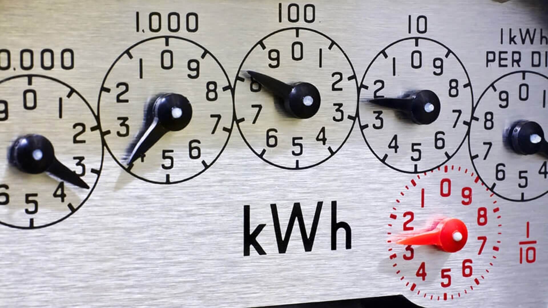 dials on household electricity meter