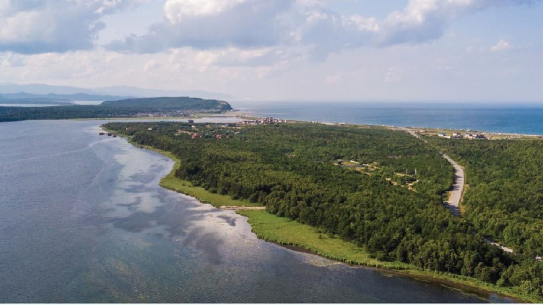 aerial shot over Sakhalin Island