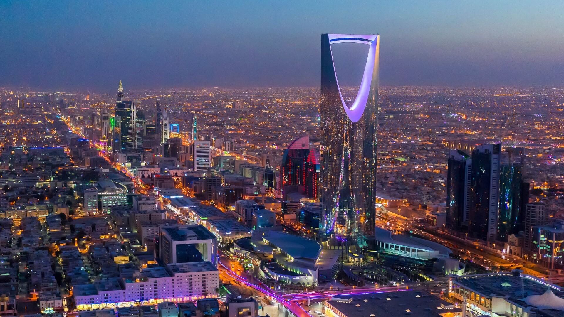 Nighttime view over Riyadh, Saudi Arabia