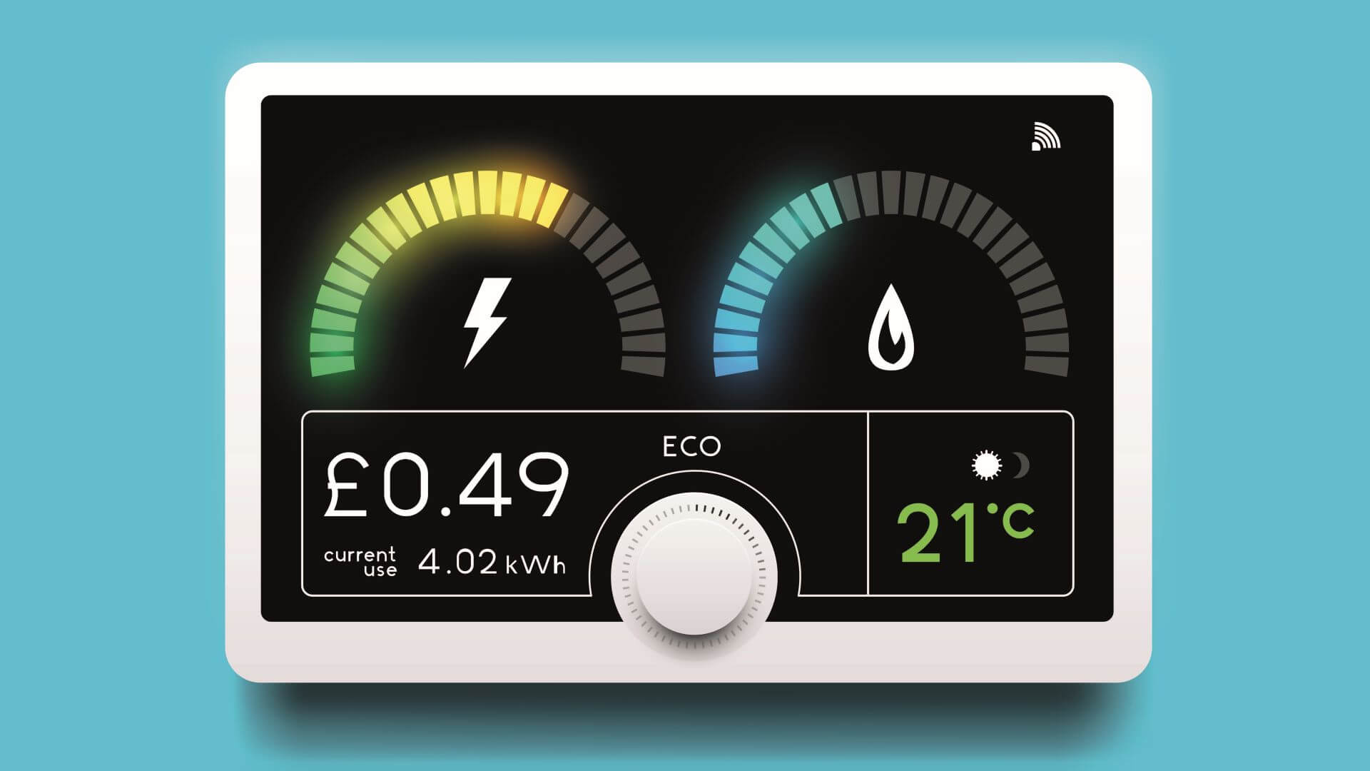 Picture of a smart meter showing both gas and electricity usage