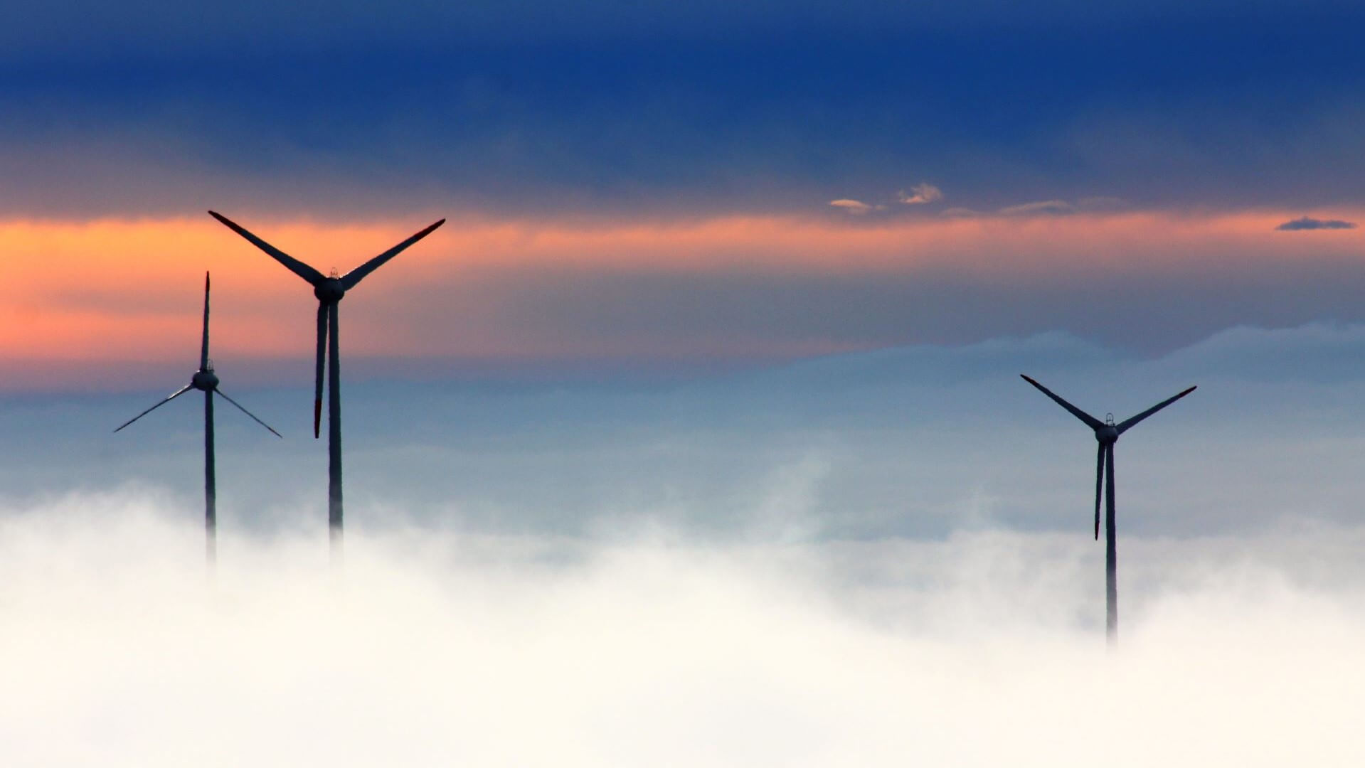 Three offshore wind turbines 