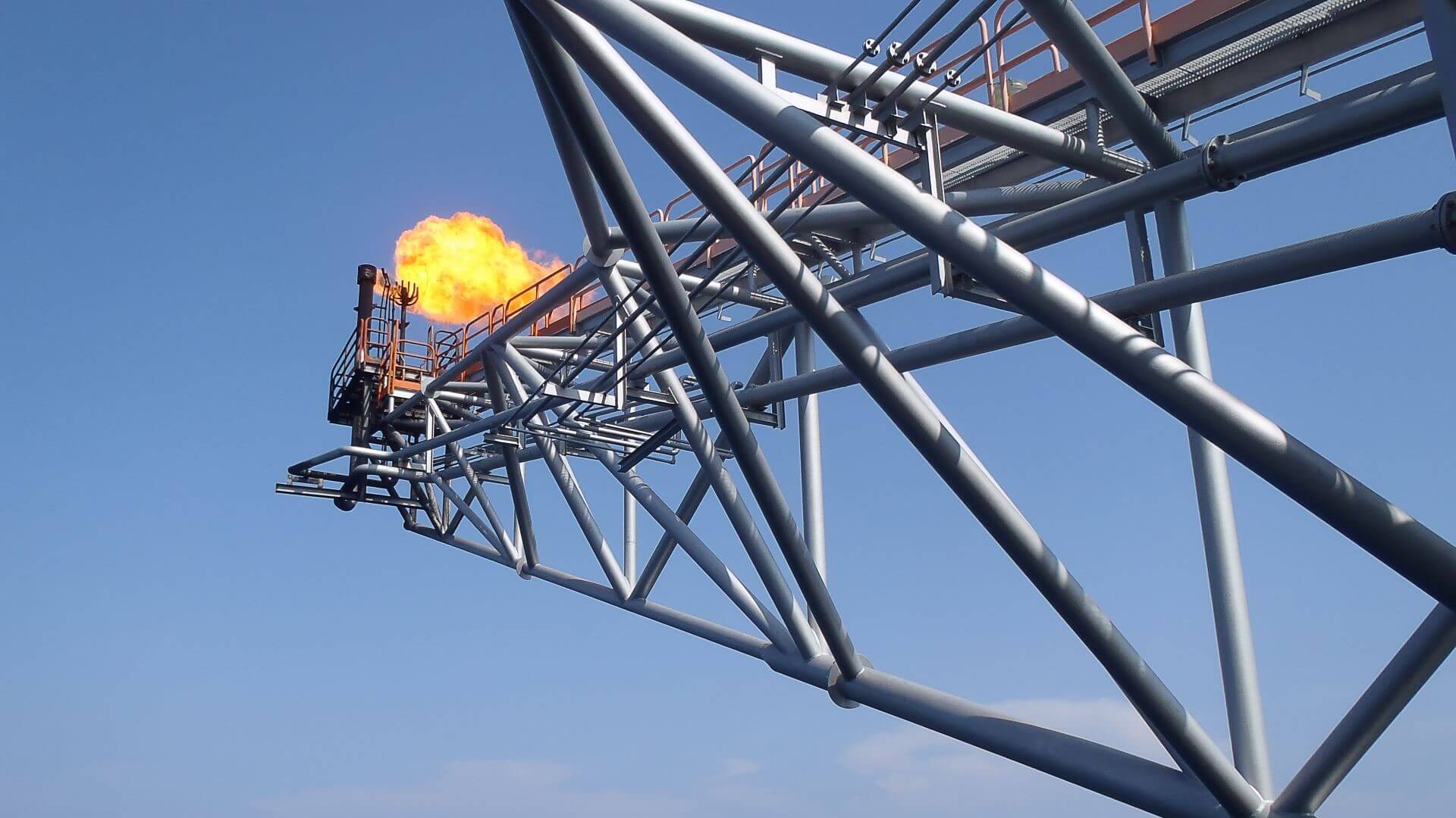 Close up of platform gas flare