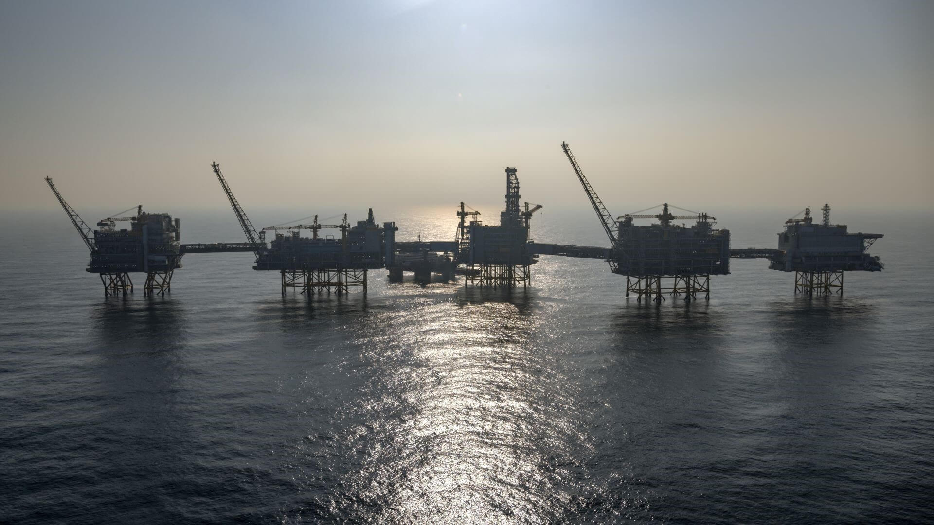 Johan Sverdrup field at sunset