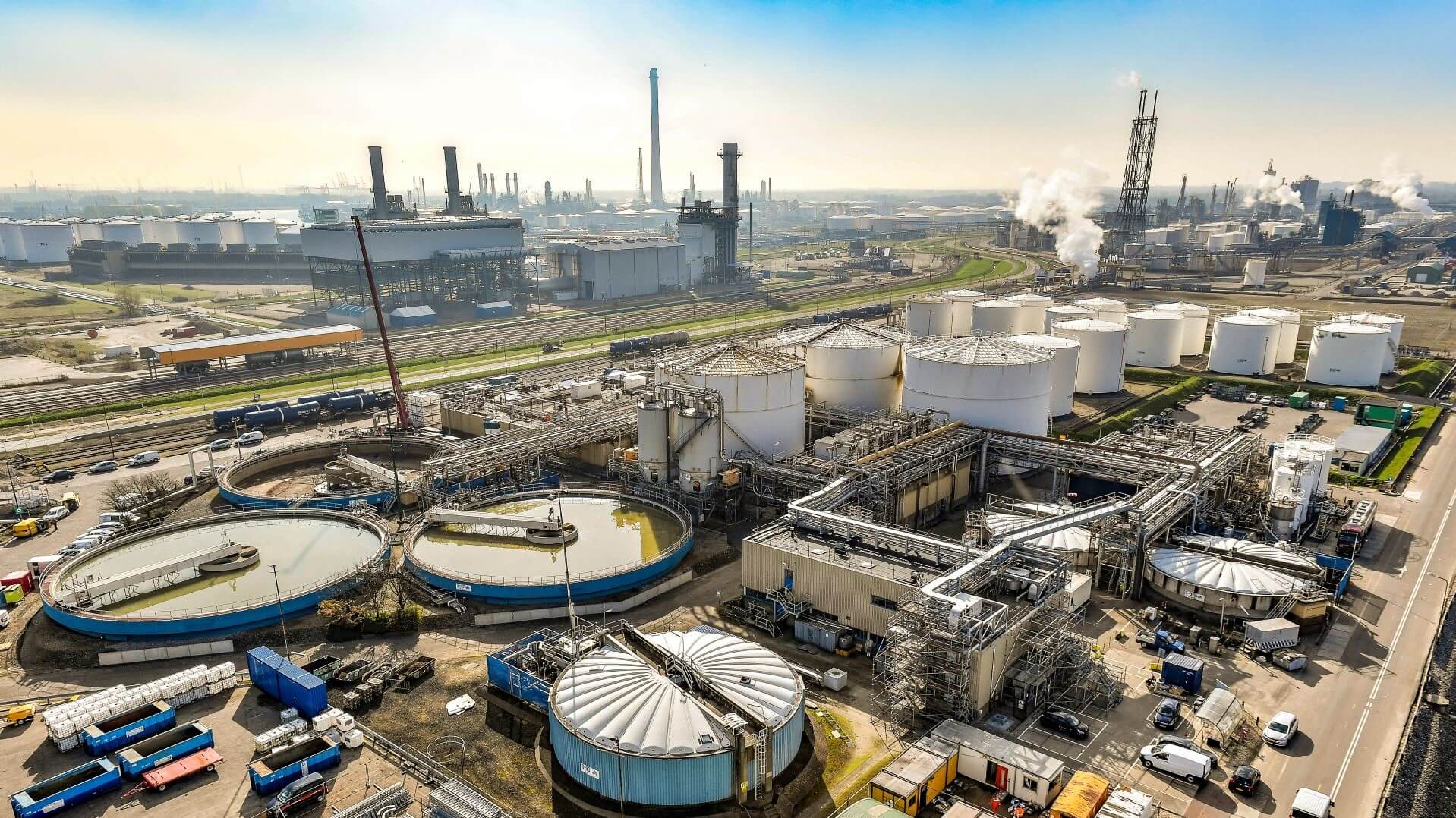 Aerial view of the Shell Energy and Chemicals Park in Rotterdam