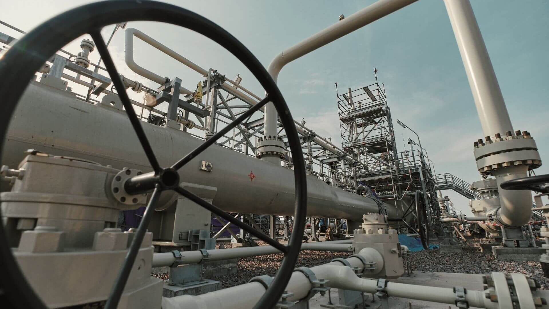 Close up of gas pipes and valves