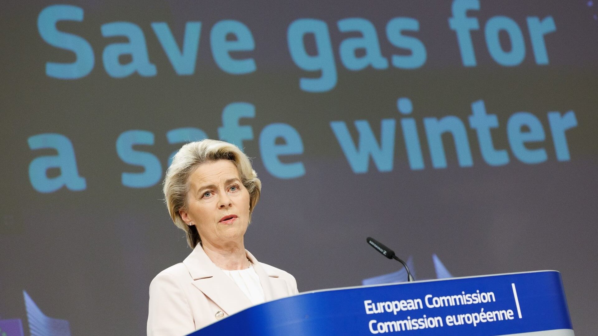 EC President Ursula von der Leyen at the presentation of the EC's ‘Save gas for a safe winter’ gas demand reduction plan