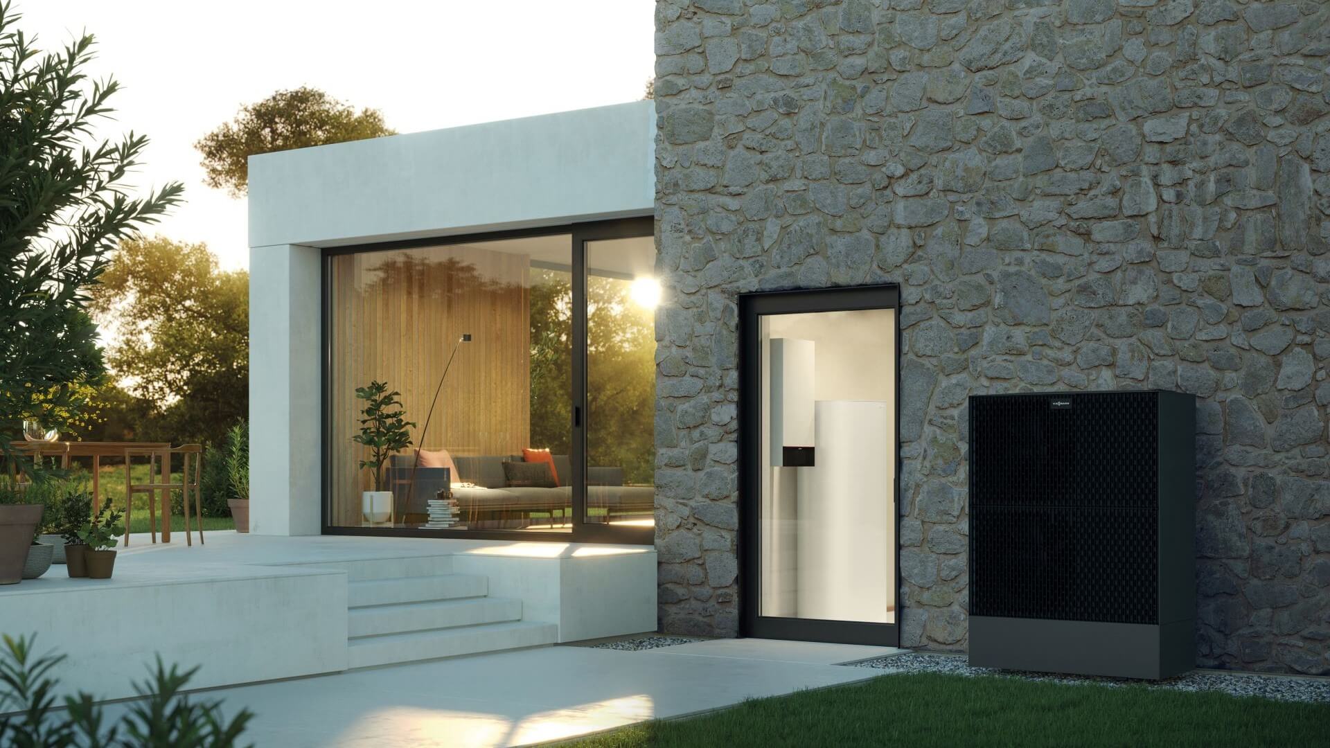 Heat pump outside a house