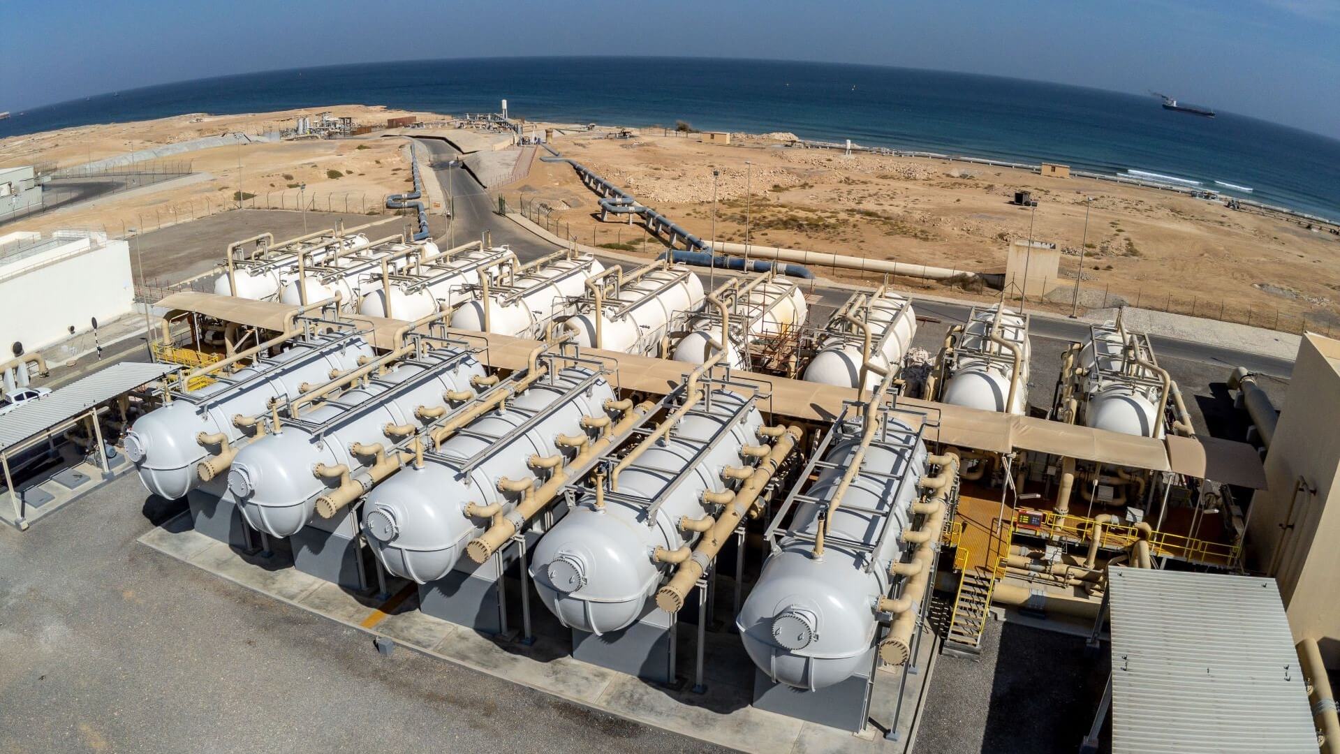 Aerial photo of Sharqiyah desalination plant in Oman