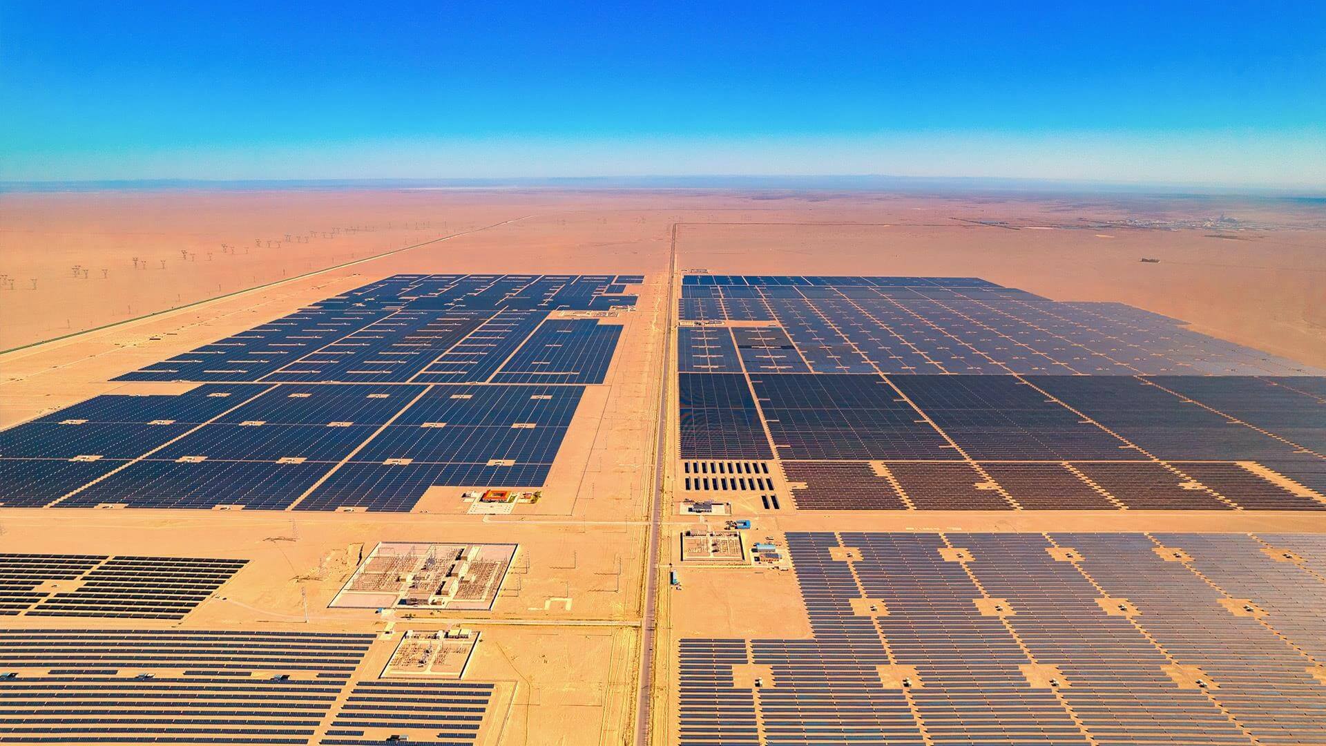 Aerial view of solar project in Gansu Province, China