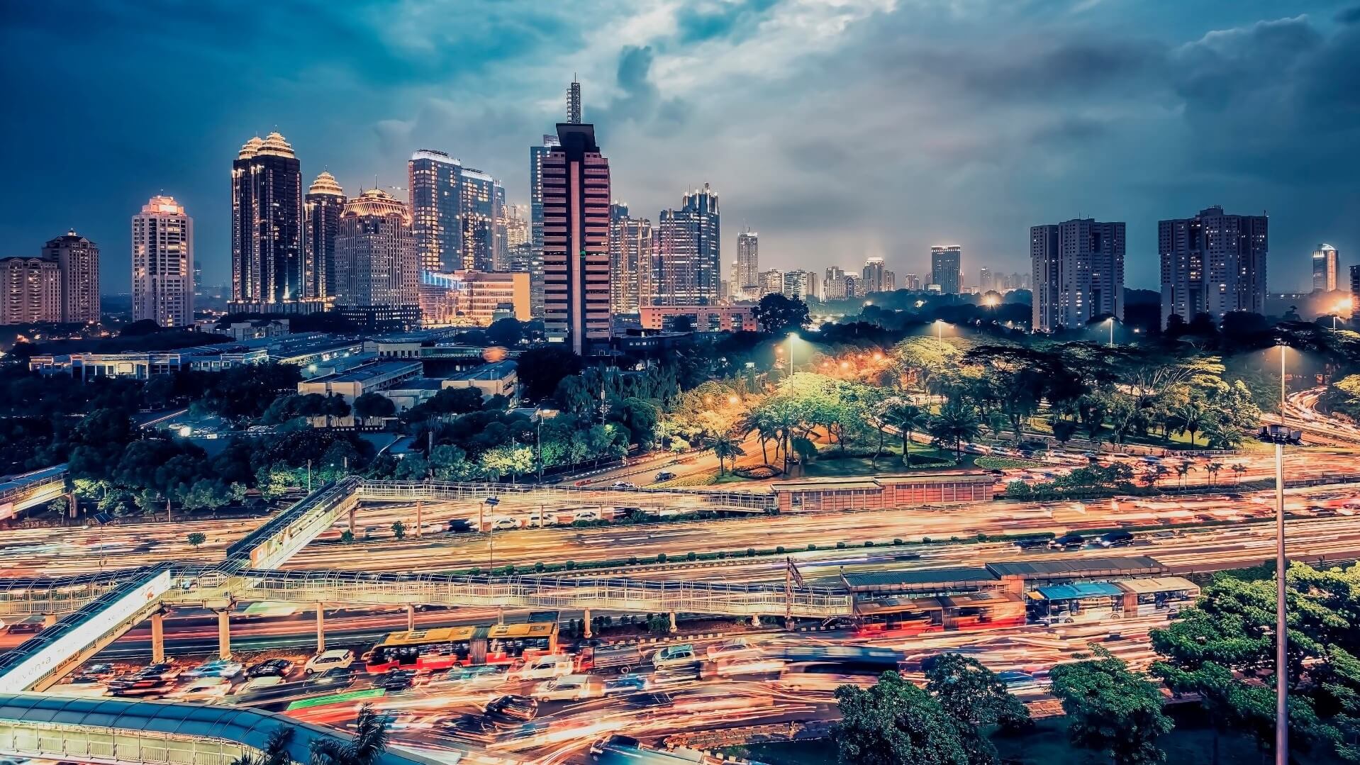 Jakarta city skyline at night
