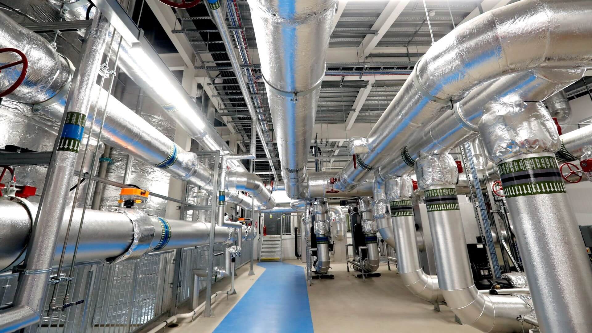 View inside district heat plant room