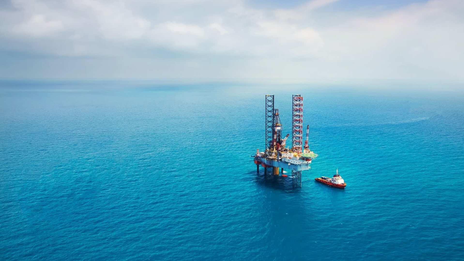Aerial view of offshore platform in Gulf of Thailand