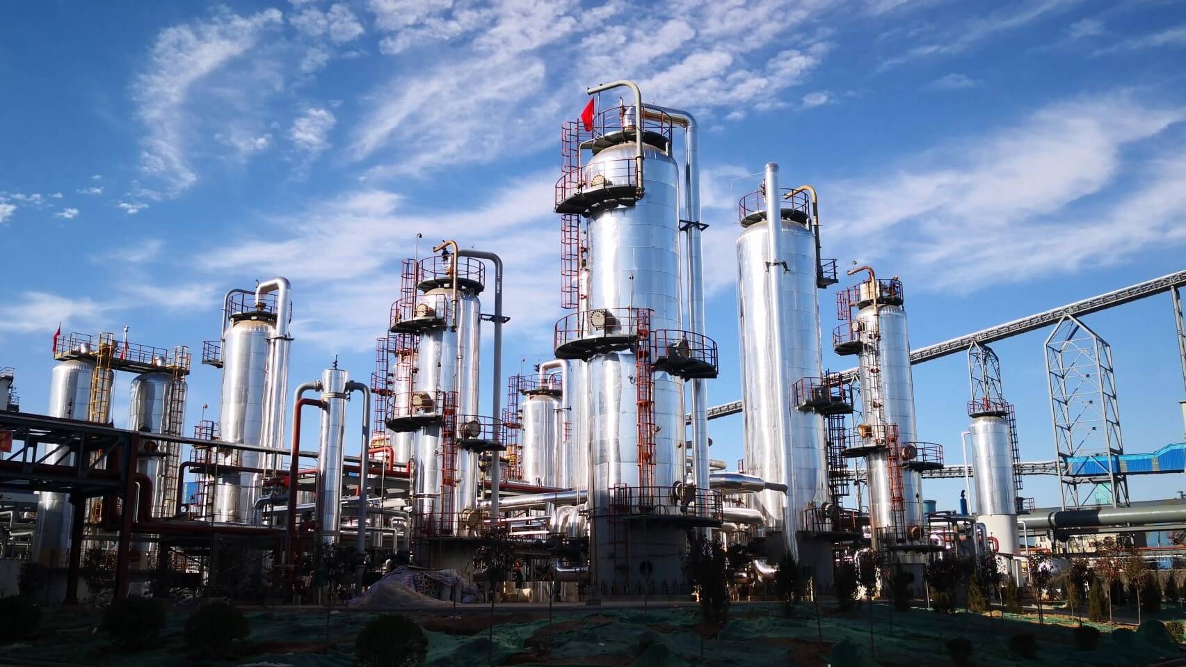 Exterior view of the Anyang plant in China against blue sky