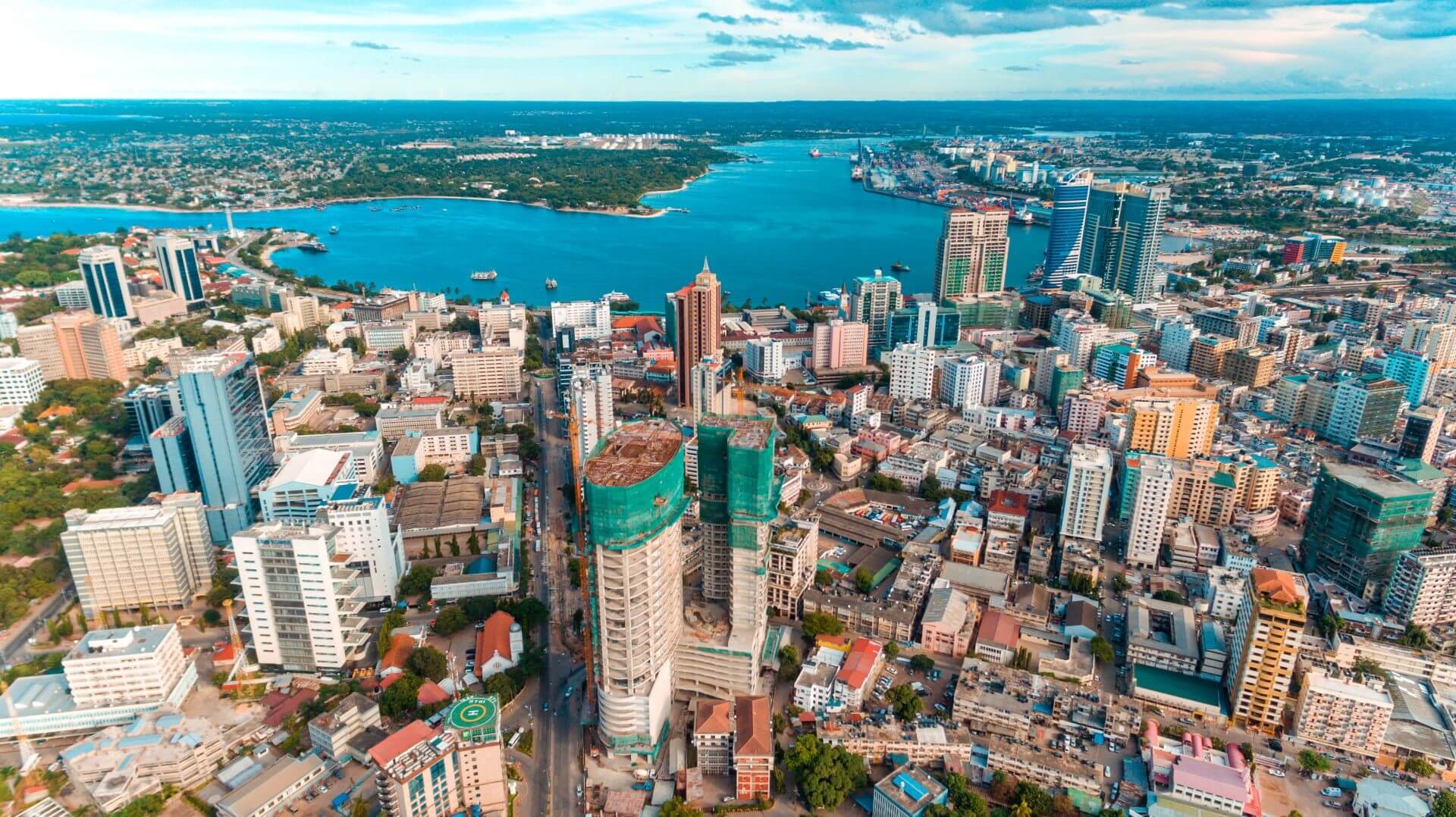 Aerial view of city of Dar es Salaam, Tanzania