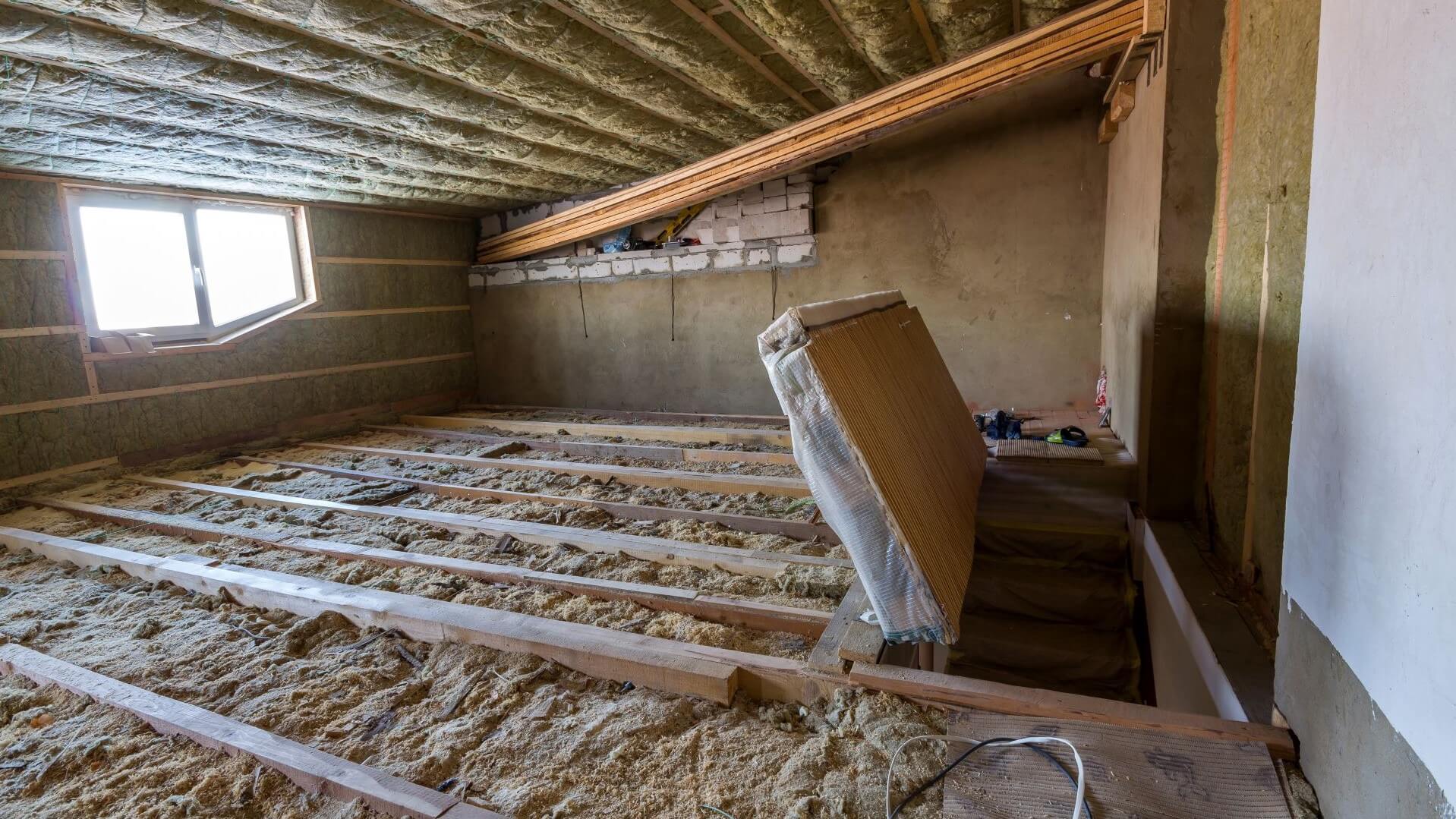 Insulation fitted inside an attic