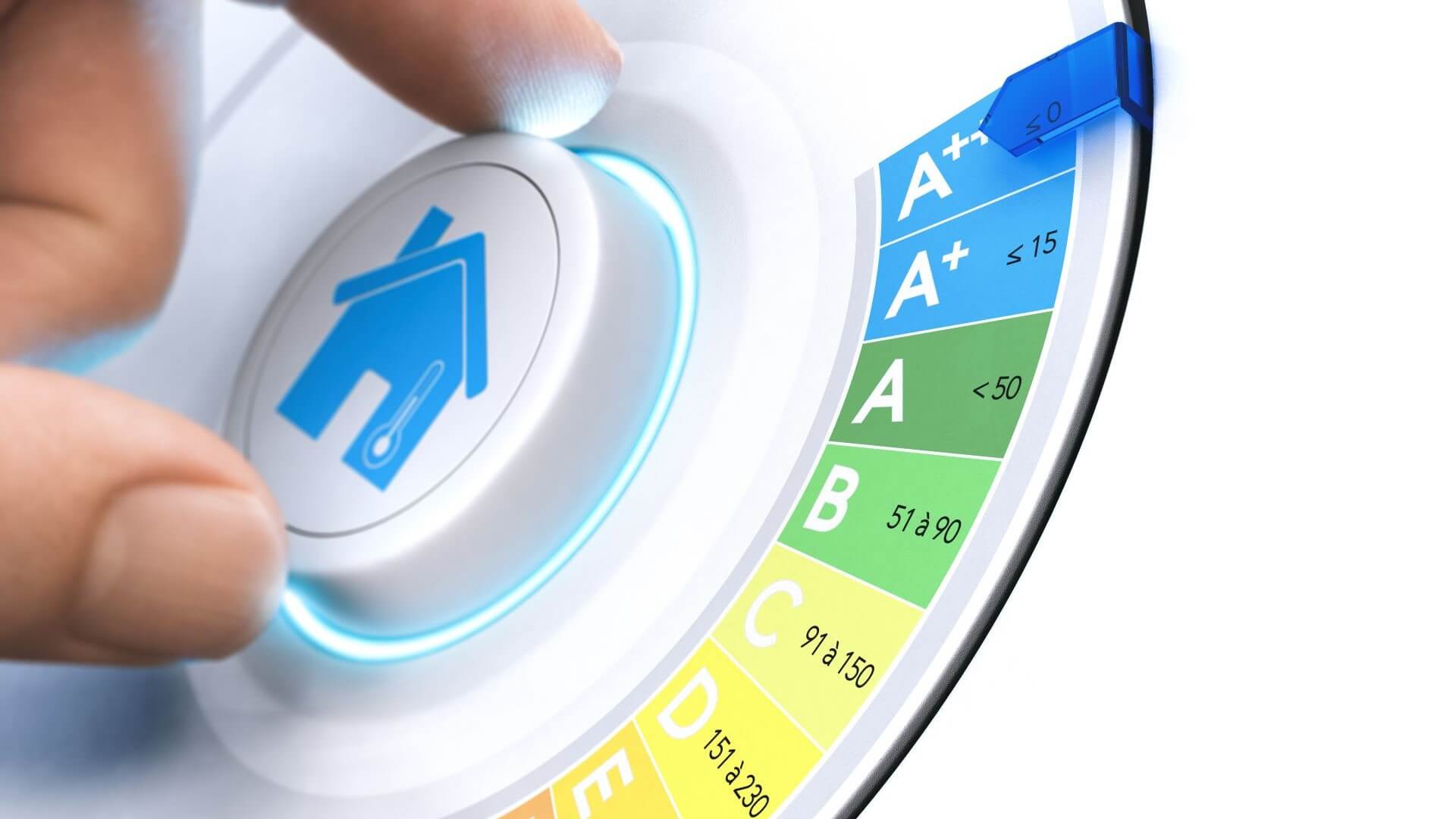 Person turning a dial on energy efficiency control panel
