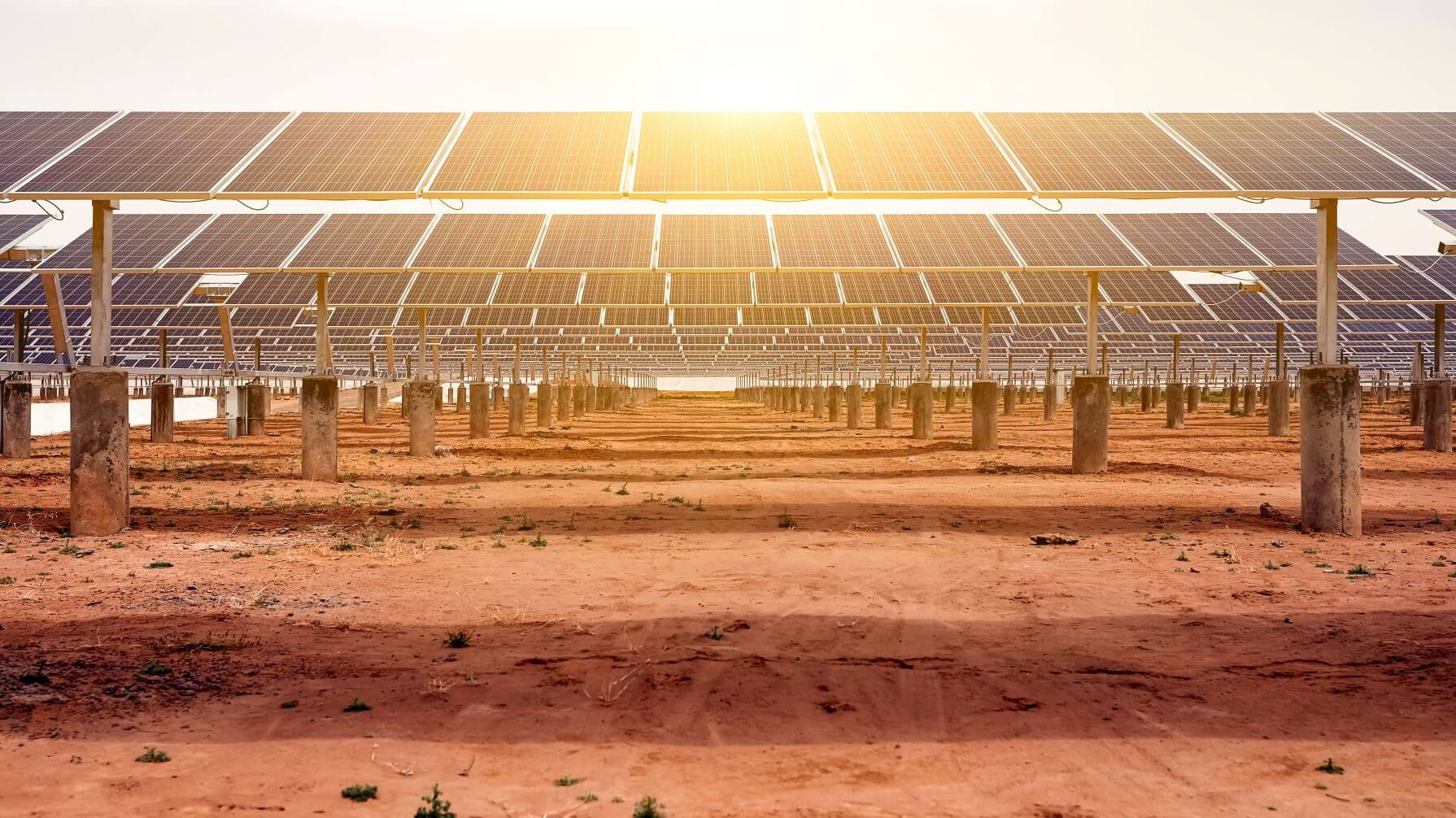 Solar panels in a desert