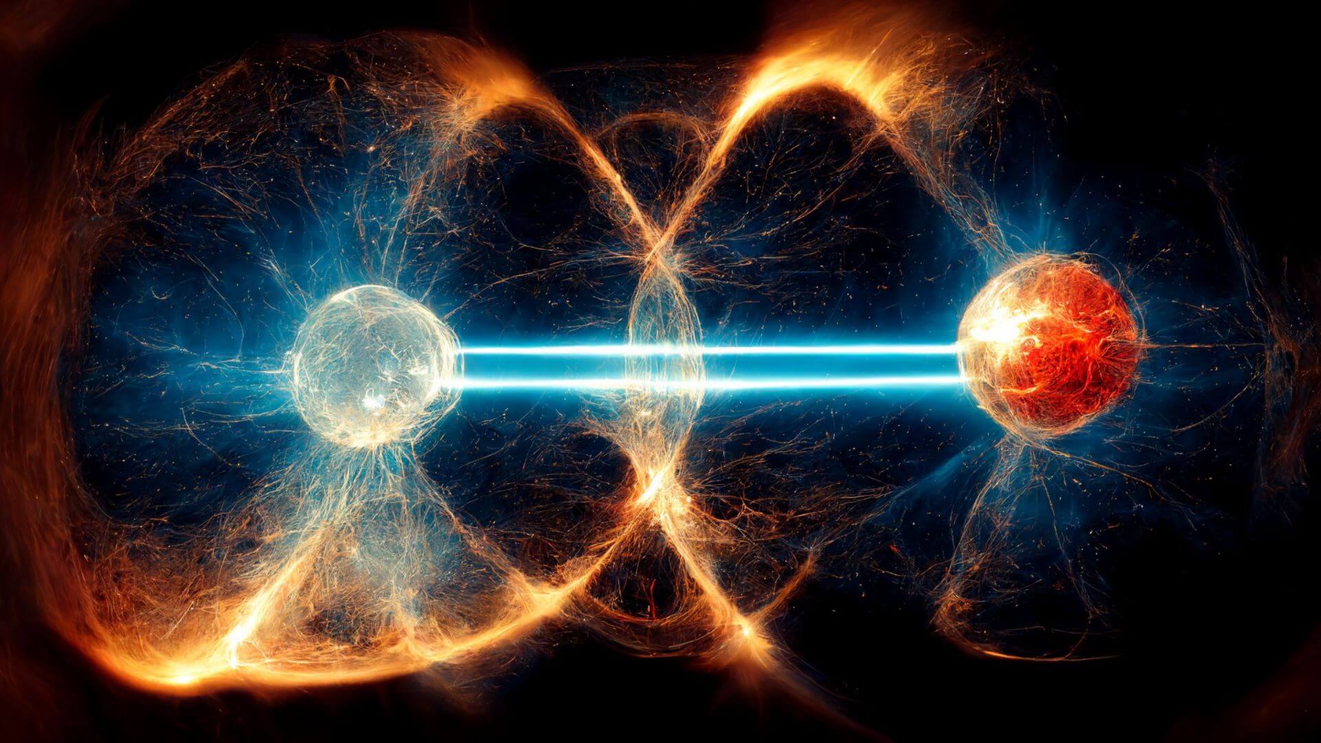 Two atoms fusing together