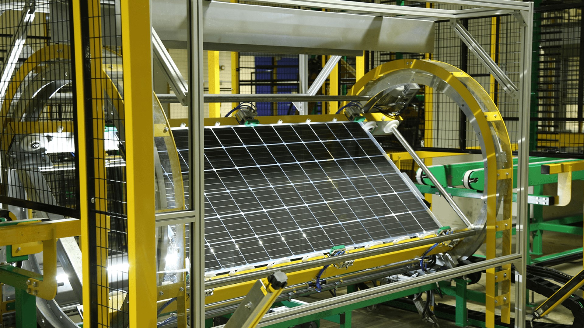 Solar panel being made in factory