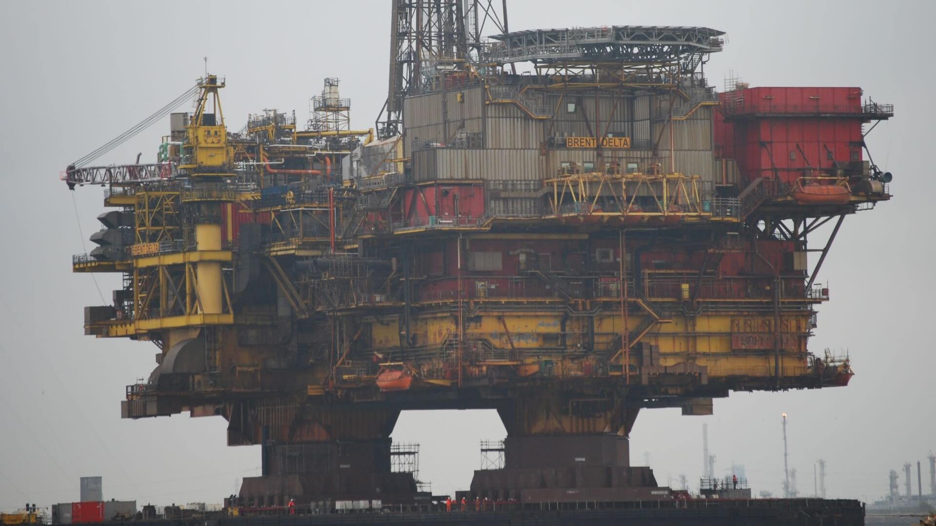 close up of oil oil and gas platform in North Sea