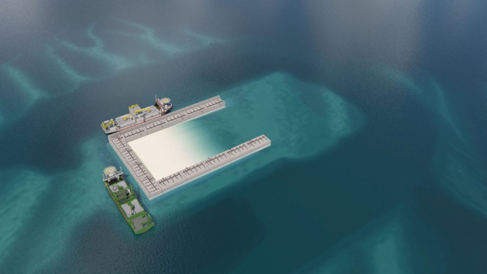 Artist's graphic showing artificial island from above