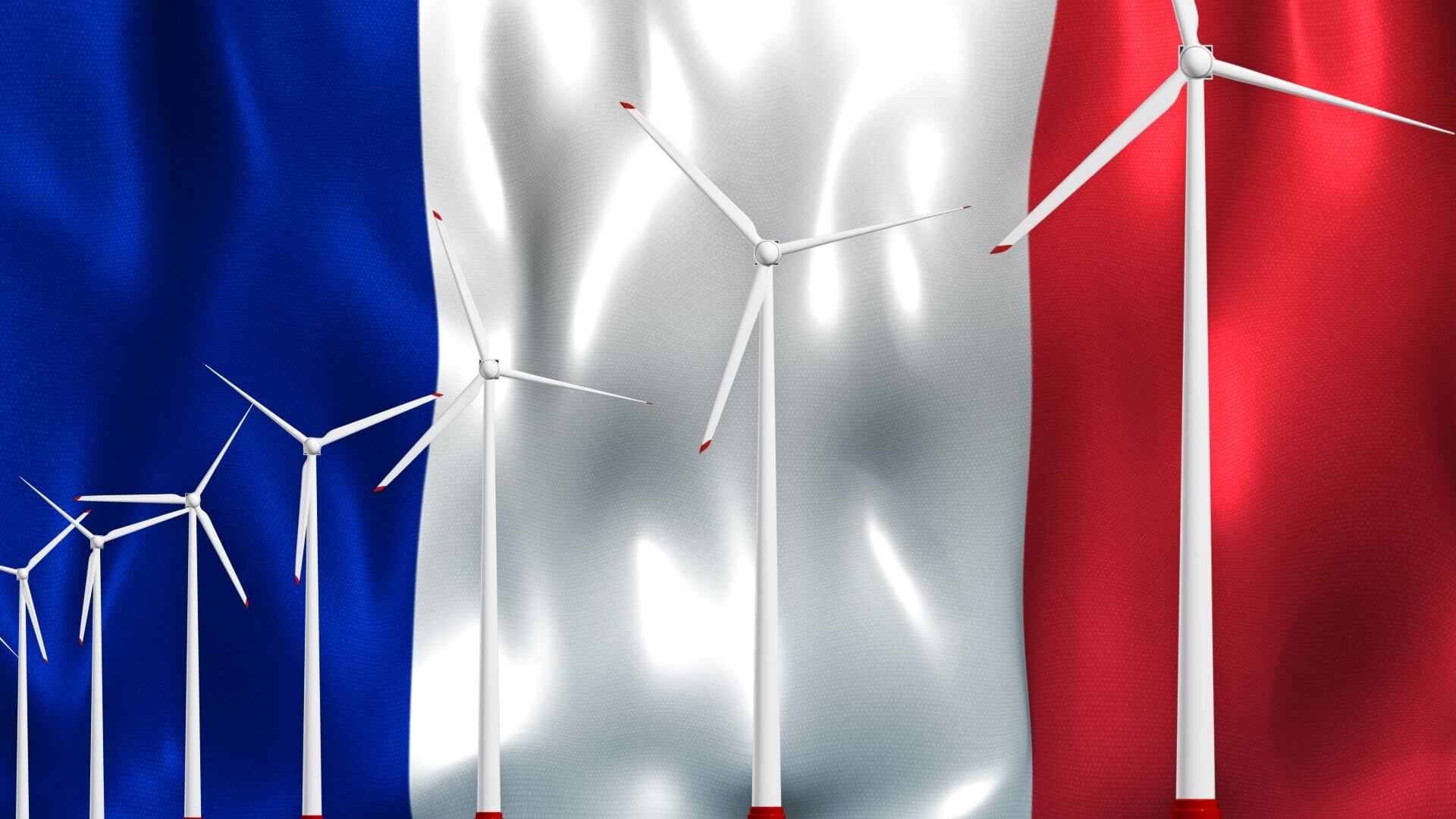 Graphic of wind turbines against the French flag