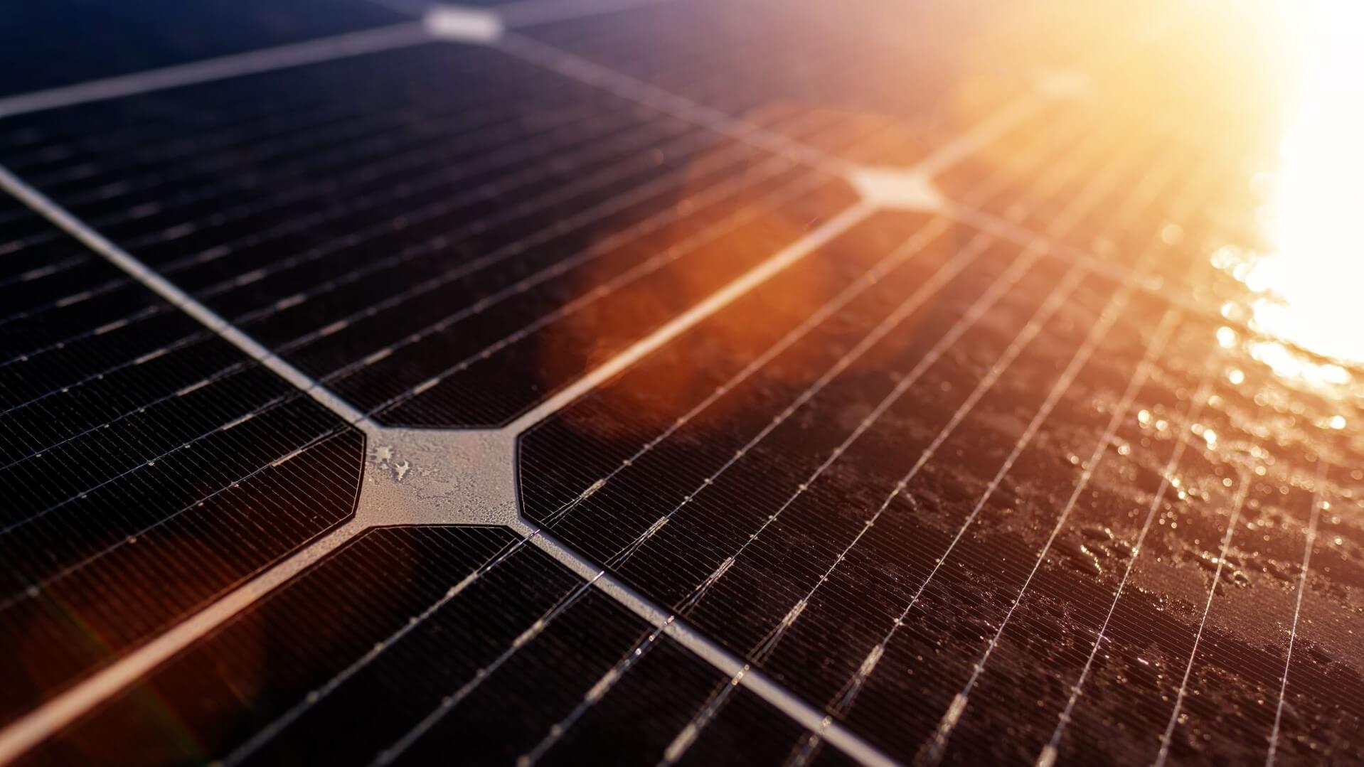 Close up view of a solar panel