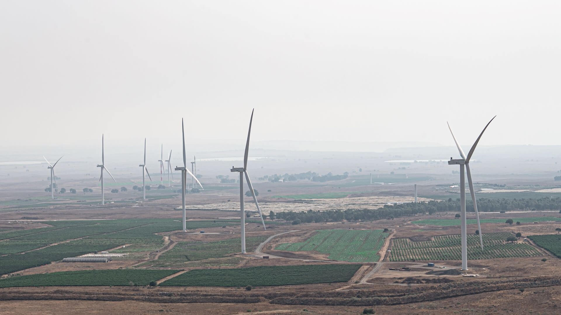 Onshore wind farm in rural setting