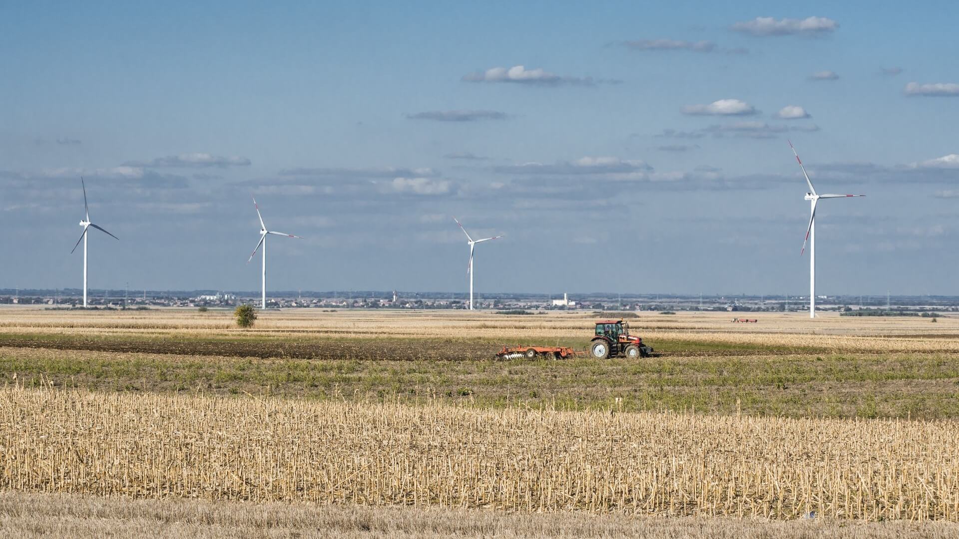 Onshore wind farm in rural setting