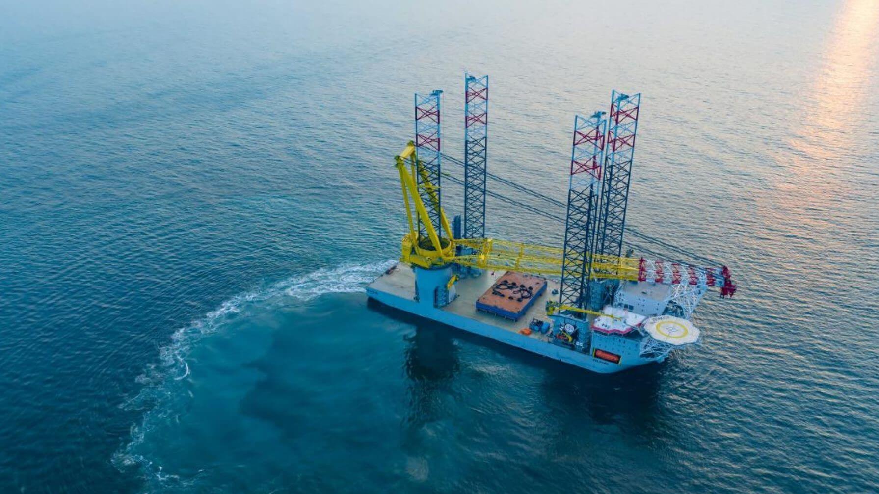Aerial view of the Voltaire at sea