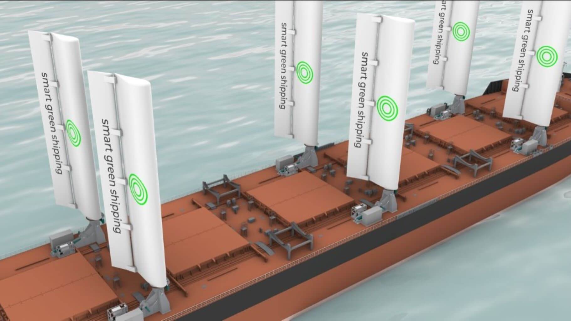 Artist's impression of sails on a nuclear transport vessel