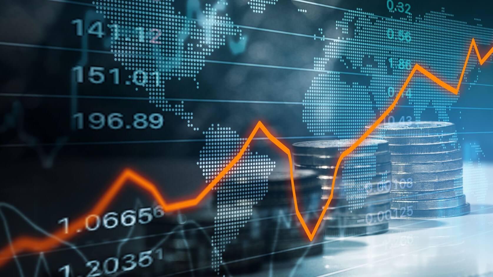 Graphic of financial graph with an upwards trend