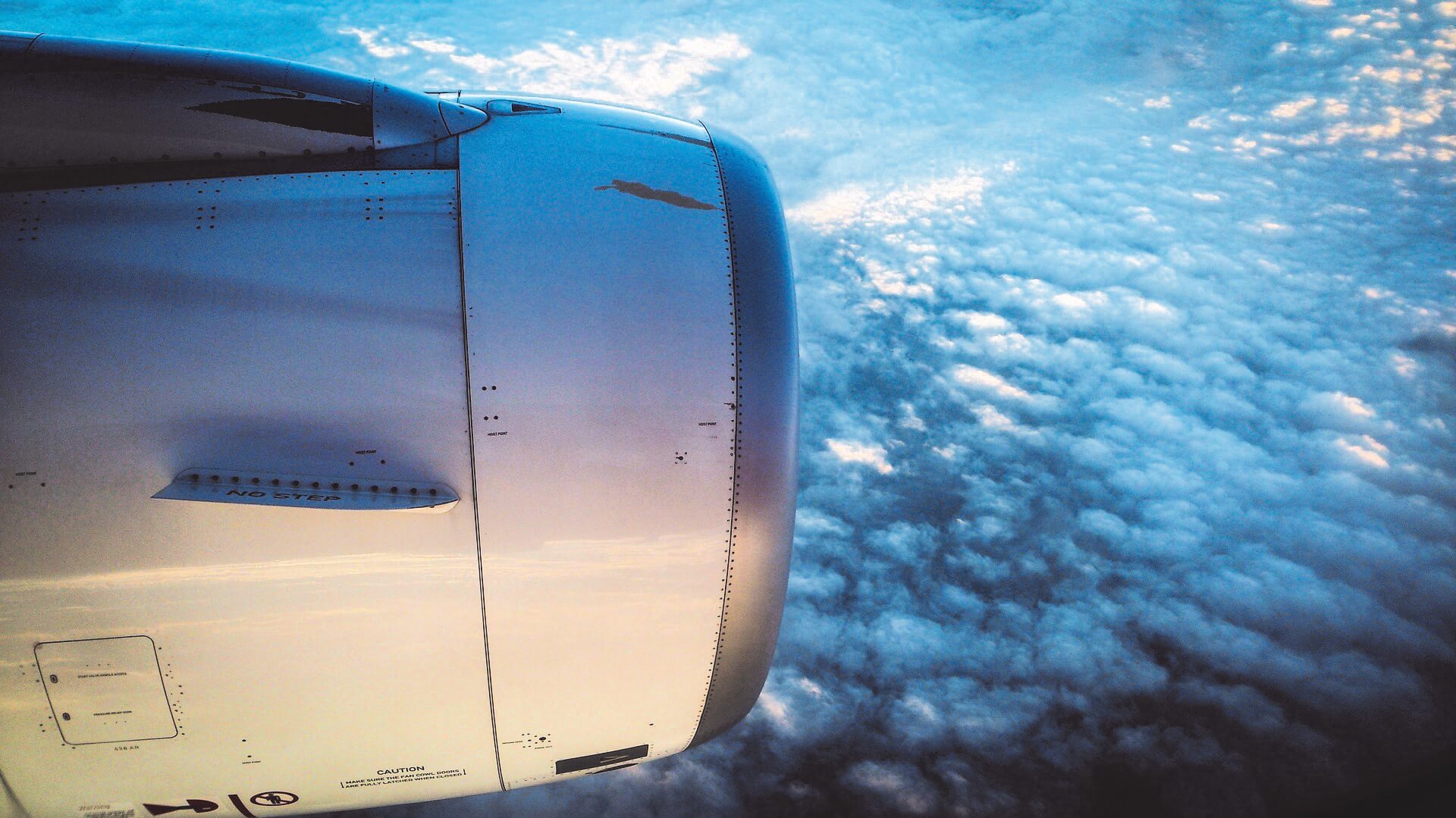 Plane's engine during flight