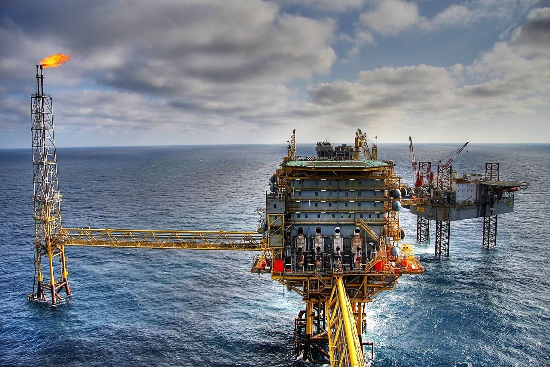 Oil and gas platform out at sea