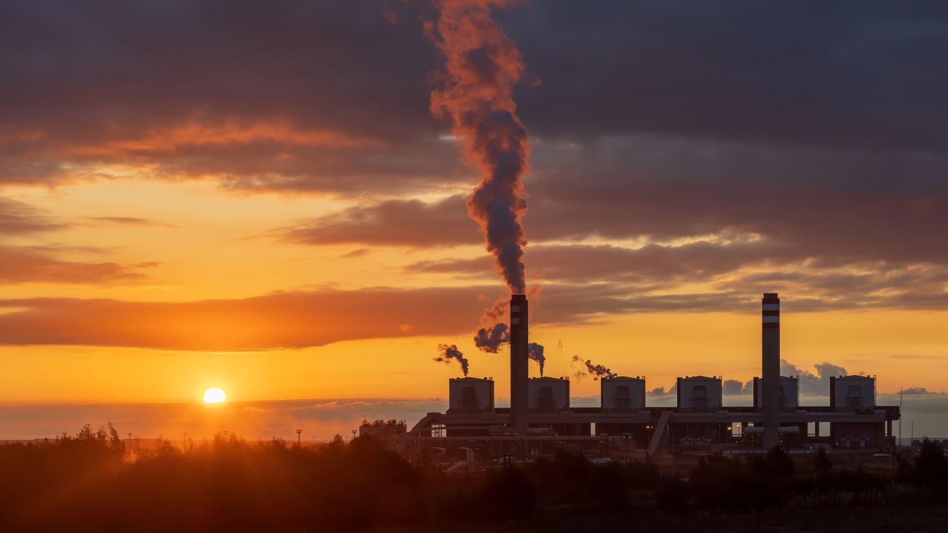 Kusile coal power plant at sunset