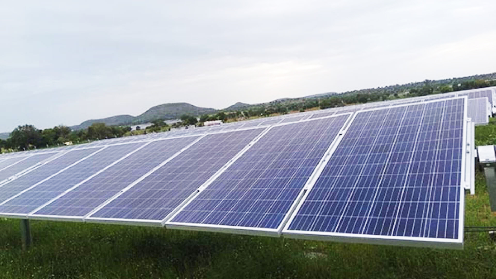 Solar panels on a hillside