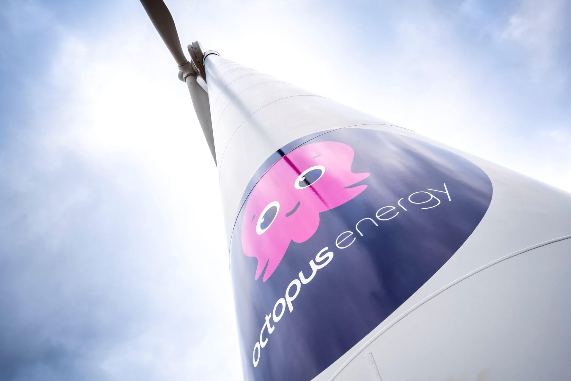 Close up of Octopus Energy wind turbine