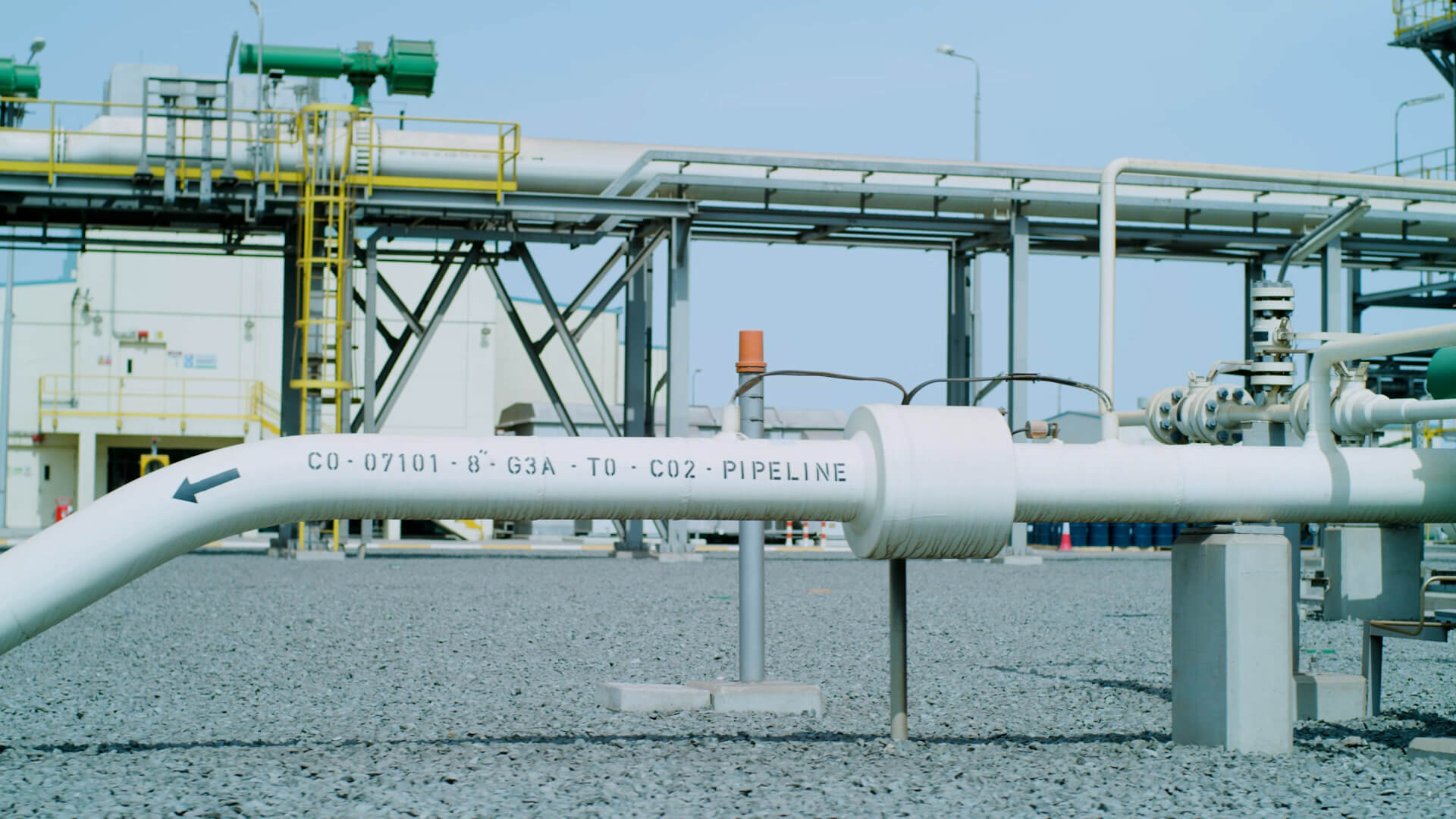 Close up of CO2 pipeline at plant