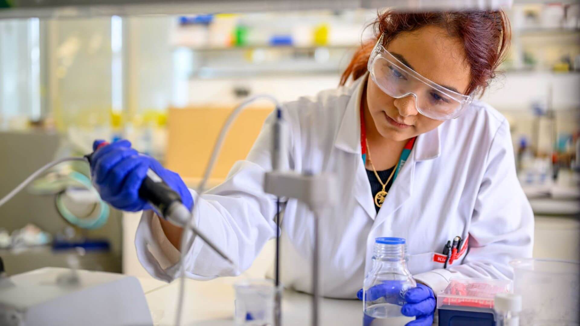PhD researcher Susana Meza Huaman at work in laboratory