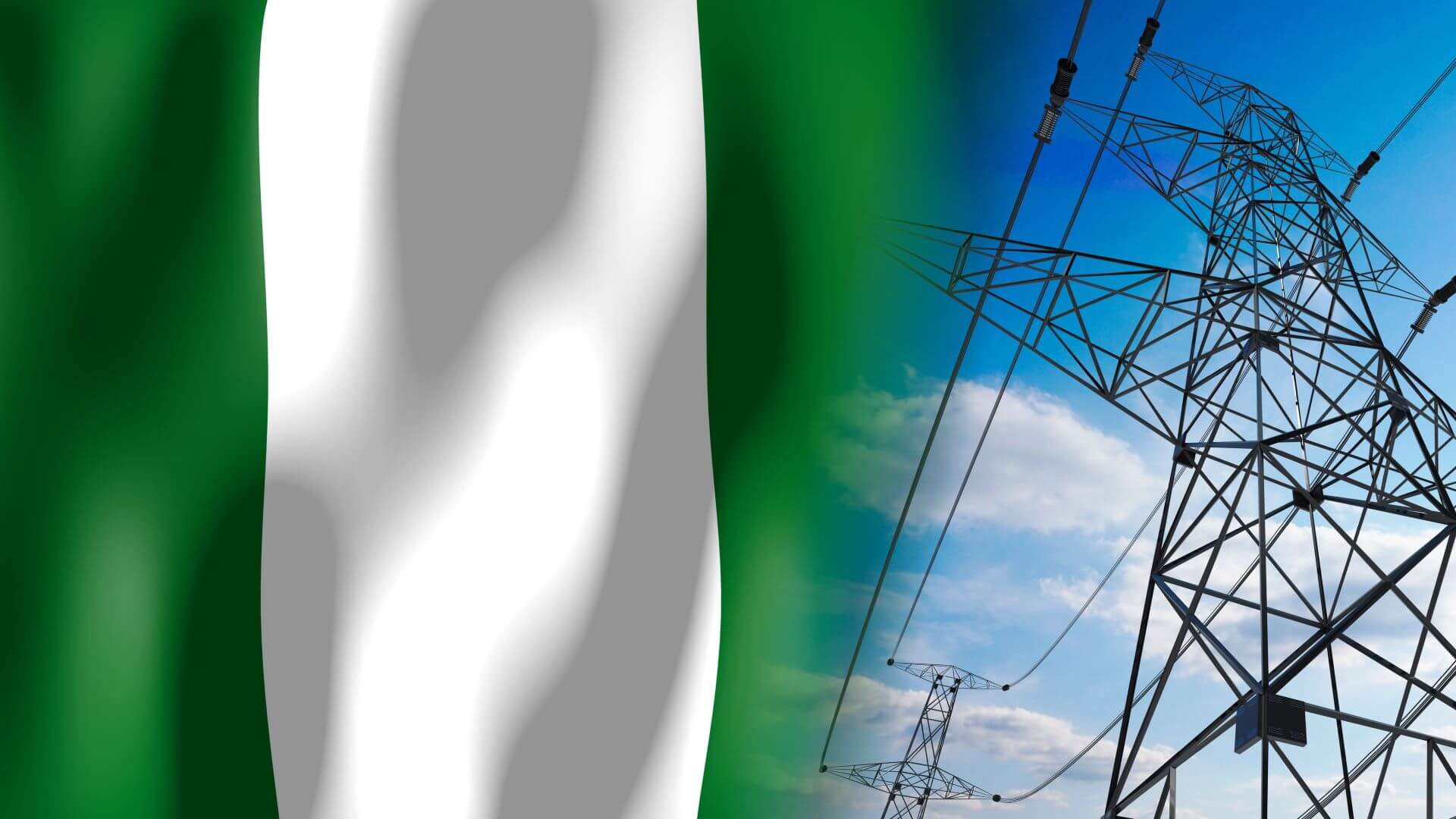 Nigerian flag graphic with electricity pylons 