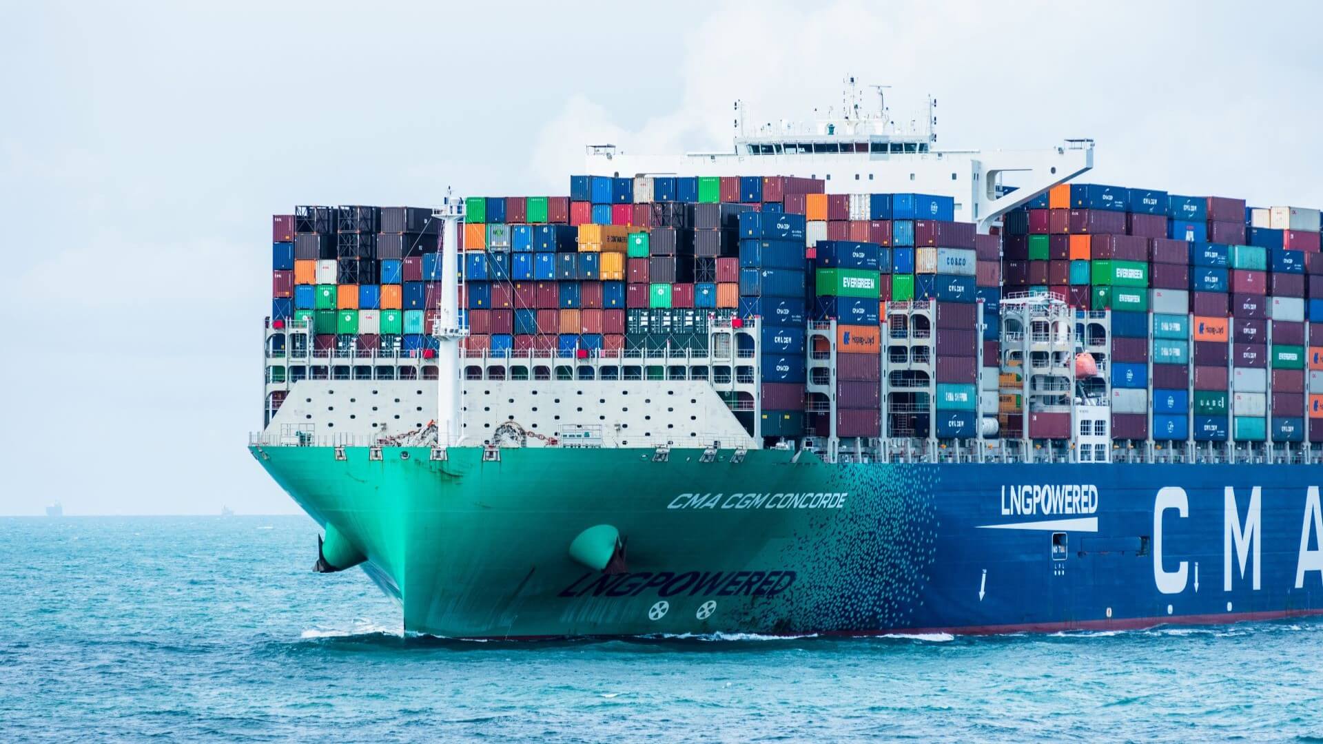 LNG-powered container ship at sea