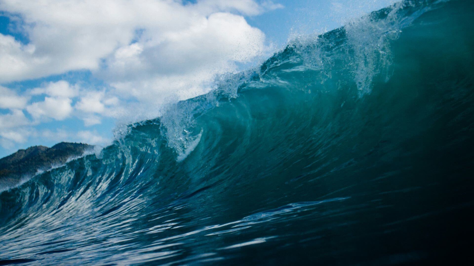 Close up of crashing wave at sea