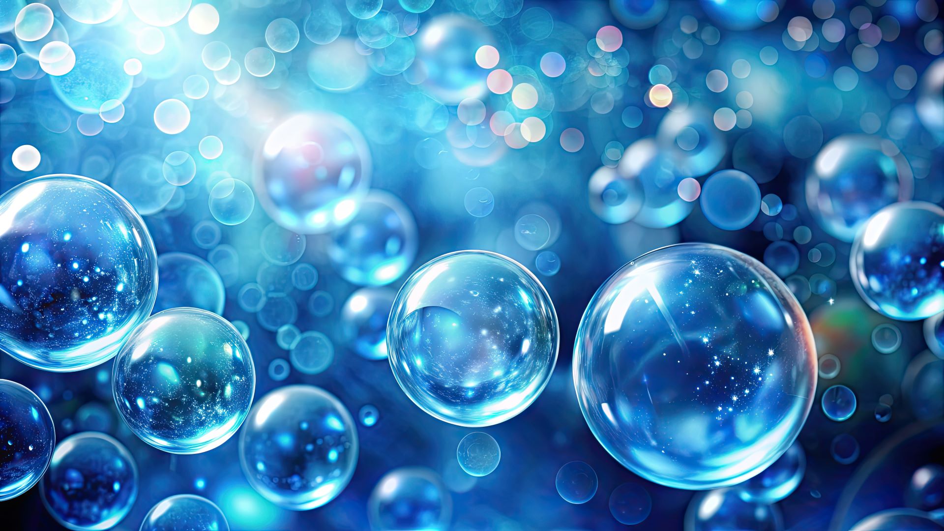 Artist's graphic of bubbles against a blue background
