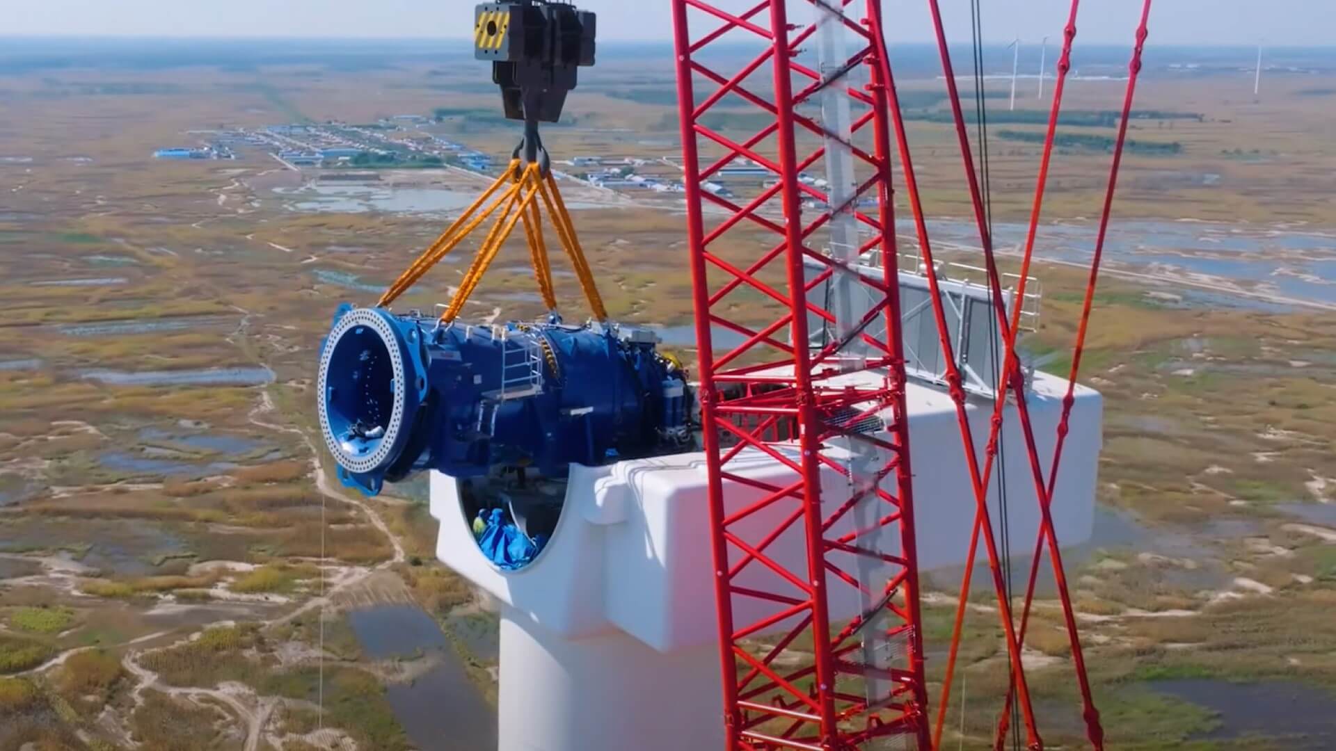 Wind turbine under construction
