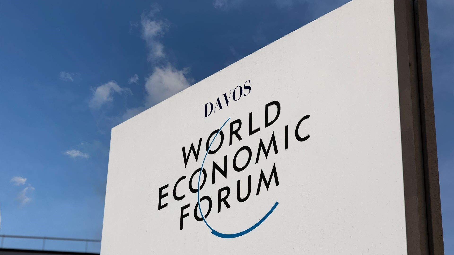 Close of up of World Economic Forum sign
